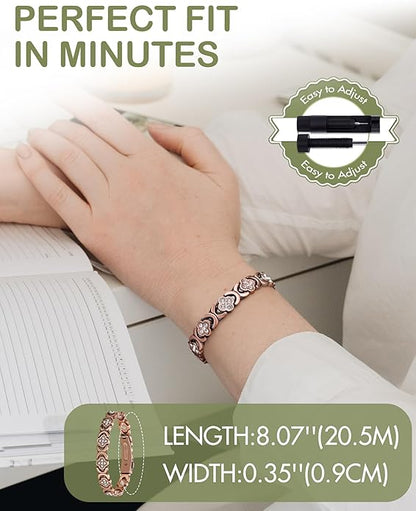 🔥Diystar® Copper Bracelets for Women. Pure Copper Magnetic Bracelet with 3800 Gauss Effective Magnets