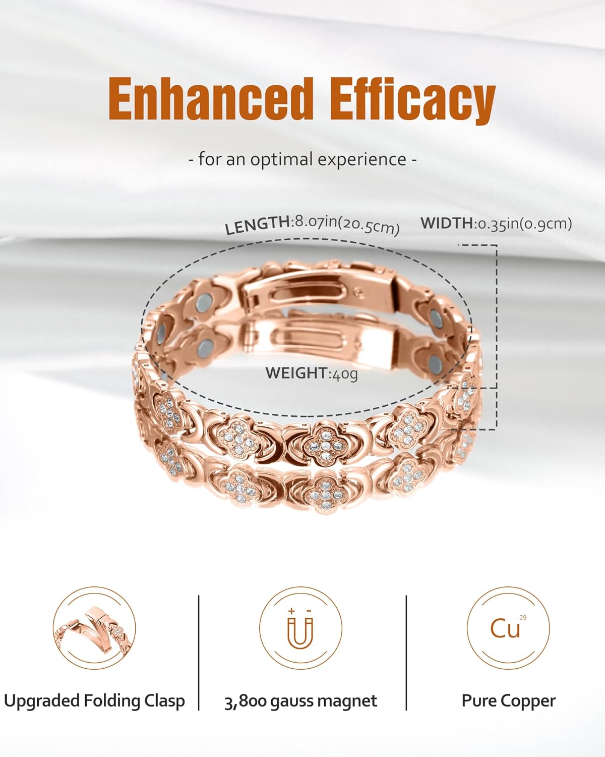 🔥Diystar® Copper Bracelets for Women. Pure Copper Magnetic Bracelet with 3800 Gauss Effective Magnets